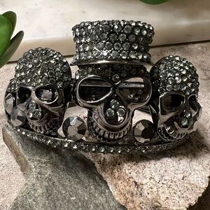 Black Crystal Skull Bangle Bracelet